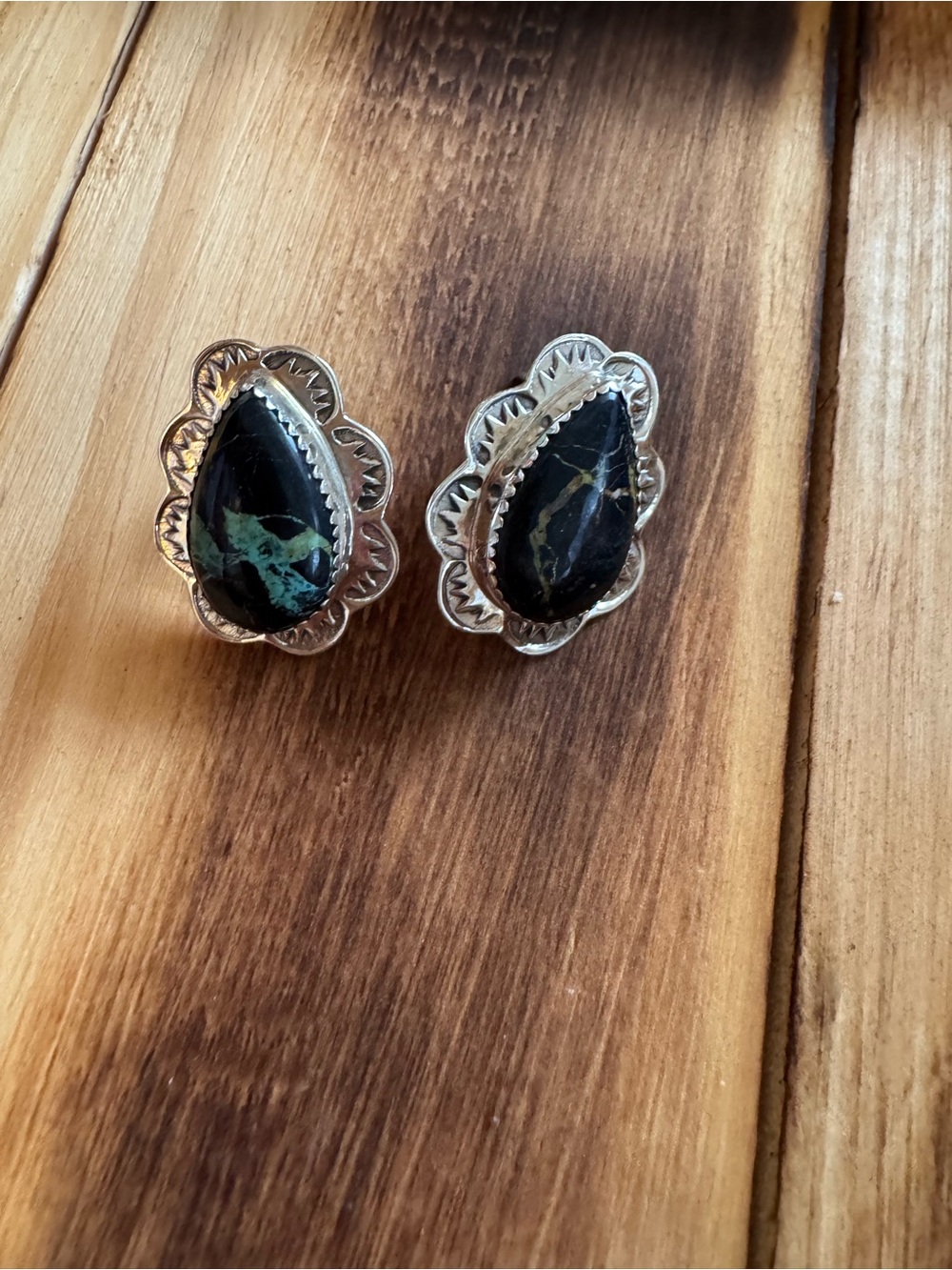 Sterling Silver Black Jack Teardrop Earrings